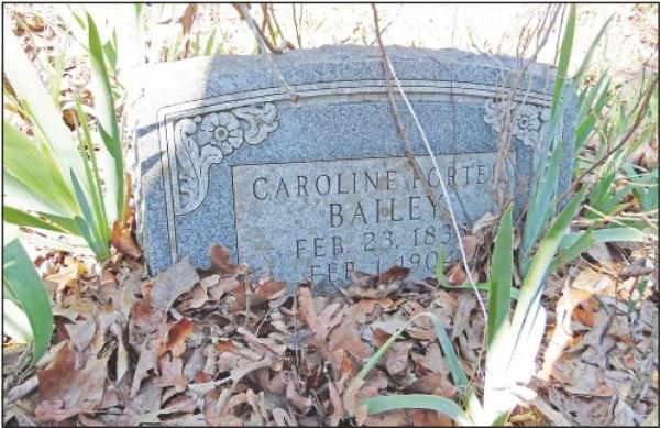 Decades ago, the previous owner of the property replaced some of the broken headstones:1k photo above shows the replacement at Caroline Porter Bailey’s final resting place. GAZETTE PHOTO / DI DUNCAN