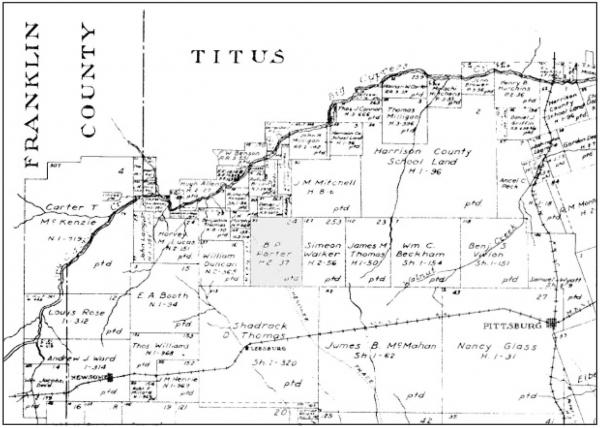 The map above shows property owners in the mid - 1800s. Porter Cemetery is on the land formerly owned by B.P. Porter. COURTESY PHOTO The map above shows property owners in the mid - 1800s. Porter Cemetery is on the land formerly owned by B.P. Porter. COURTESY PHOTO