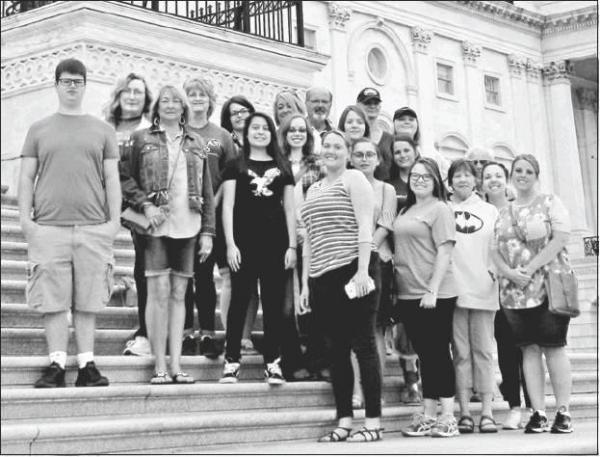 Students and faculty on the NTCC Travel Study Course are pictured on the steps of the U.S. Capitol Building. Pictured, front row, from left, is Shannon Cox-Kelly, Abbie Torres, Madison Baber, Jana Stewart, Cali Butler and Gretchen Baber. Second row, from left, is Grayson Sewell, Linda Hammond, Nubia Sanchez, Rachel Thomas, Madlen Krause, Kayla Torres and Rex Allen. Back row, from left, is Debbie Strong, Mandy Smith, Melinda Bobbitt, Anna Ingram, Jim Swann, and Vickie Swann and Kiersten Scheer. Article Image Alt Text