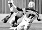 Pirate junior second baseman Neph Macilla tags the runner out after a relay from Davis.COURTESY PHOTO Pirates go 2-2 in Van Tournament