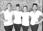 These young ladies are the Junior High Pitt Band twirlers for next season from left to right: Riley Nicholas, Clara Osthoff, Melody Burrow, and Natalie Garza. Article Image Alt Text