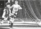 Junior #3-Victor Benites goes for a goal against Chapel Hill The Pirates defeated Chapel Hill, Feb.28, 4-0. GAZETTE PHOTOS / ELLIS KNOX