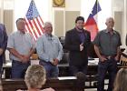 GAZETTE PHOTO / MOLLIE MCCLANAHAN From left to right: Camp County Judge AJ Mason, Commissioner Perry Weeks, Commissioner Steve Lindley, Mark Lee Dickson, Commissioner Tommy Rozell, and Commissioner Jed Hefner GAZETTE PHOTO / MOLLIE MCCLANAHAN From left to right: Camp County Judge AJ Mason, Commissioner Perry Weeks, Commissioner Steve Lindley, Mark Lee Dickson, Commissioner Tommy Rozell, and Commissioner Jed Hefner