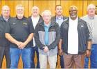 GAZETTE PHOTO / ELLIS KNOX The 2019 Pittsburg ISD School Board members are front row L-R: Ricky Parker, Jack Arwine - Board President, and Jerral Walker. Back row L-R: Vernon Rowe, Greg Miller, Christian Yantis, and Alan Brison. Article Image Alt Text