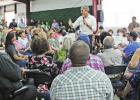 Beto O’Rourke explained his position on several issues, including firearms, teachers pay, and climate change. GAZETTE PHOTO / ELIZABETH LANNING Article Image Alt Text