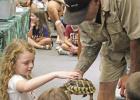 A tortoise was passed around first, and the children were taught that a tortoise doesn’t have hinged plates on the bottom of his shell like a turtle. Kangaroos and boa constrictors