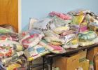 Over 50 blankets ready to be donated after the anniversary celebration GAZETTE PHOTOS / MOLLIE MCCLANAHAN Covered in love, wrapped up in hope