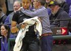 Head Coach John Chatham consoles senior Camryn Mackey (2) as she exits the game against Sunnyvale last week. Head Coach John Chatham consoles senior Camryn Mackey (2) as she exits the game against Sunnyvale last week.