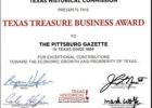 Pittsburg Gazette designated Texas Treasure Business