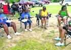 Gathered under the tree shade, came from Cason, Daingerfield, Leesburg, Mt Pleasant and Pittsburg
