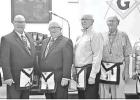 COURTESY PHOTO The Frank Sexton Masonic lodge installed its officers for the ensuing Masonic year on June 29, 2019. Pictured, from left, are Joe Godsey, treasuer; Paul Dempsey, senior warden; Gray Mcwhorter, chaplain; Rhett McCullough, master of the lodge Article Image Alt Text