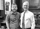Austin Gilbert (left) stands with Jeff Dungan, Pastor of First United Methodist Church (right). Austin Gilbert serves with his wife and children as missionaries in India, training local people to set up churches in their homes. He spoke at First United Me FUMC hosts missionary to India