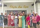 Ribbon cutting at Skyla Lux Spa with Connie Bradshaw and Jean Frankovitch of the Pittsburg Chamber of Commerce, Salina Dollinger, Lynn Dong, Amy Hua, Skyla Bui, and several of their family and friends.