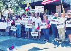 A contingent of Gov. Abbott supporters gathered nearby the Beto O’ Rourke rally to show their support for the governor, who O’ Rourke is challenging for the state’s top post. COURTESY PHOTO Article Image Alt Text