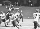 GAZETTE PHOTO / ELLIS KNOX Quarterback Jaylon Jimmerson fires and short pass to Full Back Mason Monts for a gain in last Friday night’s first against the Pleasant Grove Hawks. The Pirates lost their opener 45 to 20. Article Image Alt Text