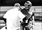 GAZETTE PHOTO / ELLIS KNOX Gilmer was backed up against their own goal line, Issam Toler rushed the Gilmer QB and as he tried to pass. Toler knocked the ball from his hands and as Gilmer scrambled for the ball it suddenly popped o Article Image Alt Text