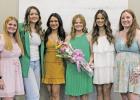 The 2023 Peach Queen and Princesses from left to right: Madalynn Rose Hatch, Bayli Belle Oglesby, Natalie Nicole Garza, Sarah Noelle Burrow, Allie Elizabeth Parker, and Emma Grace Gilbert. GAZETTE PHOTO / ELIZABETH LANNING The 2023 Peach Queen is announced!