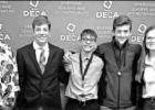 COURTESY PHOTOS Pitt Deca members attended the District 7 Mock DECA competition at UT Dallas last week. Picture L to R: Charidan Matties, Kyle Ramsey, Layton Hood, Drew Lawton. Last on right is Marandy Burrow, the Vice President of Leadership Development Pitt DECA attend Mock DECA competition