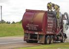 The Pittsburg fire department extinguishes burning trash GAZETTE PHOTO / ELIZABETH LANNING Fire in the dump truck